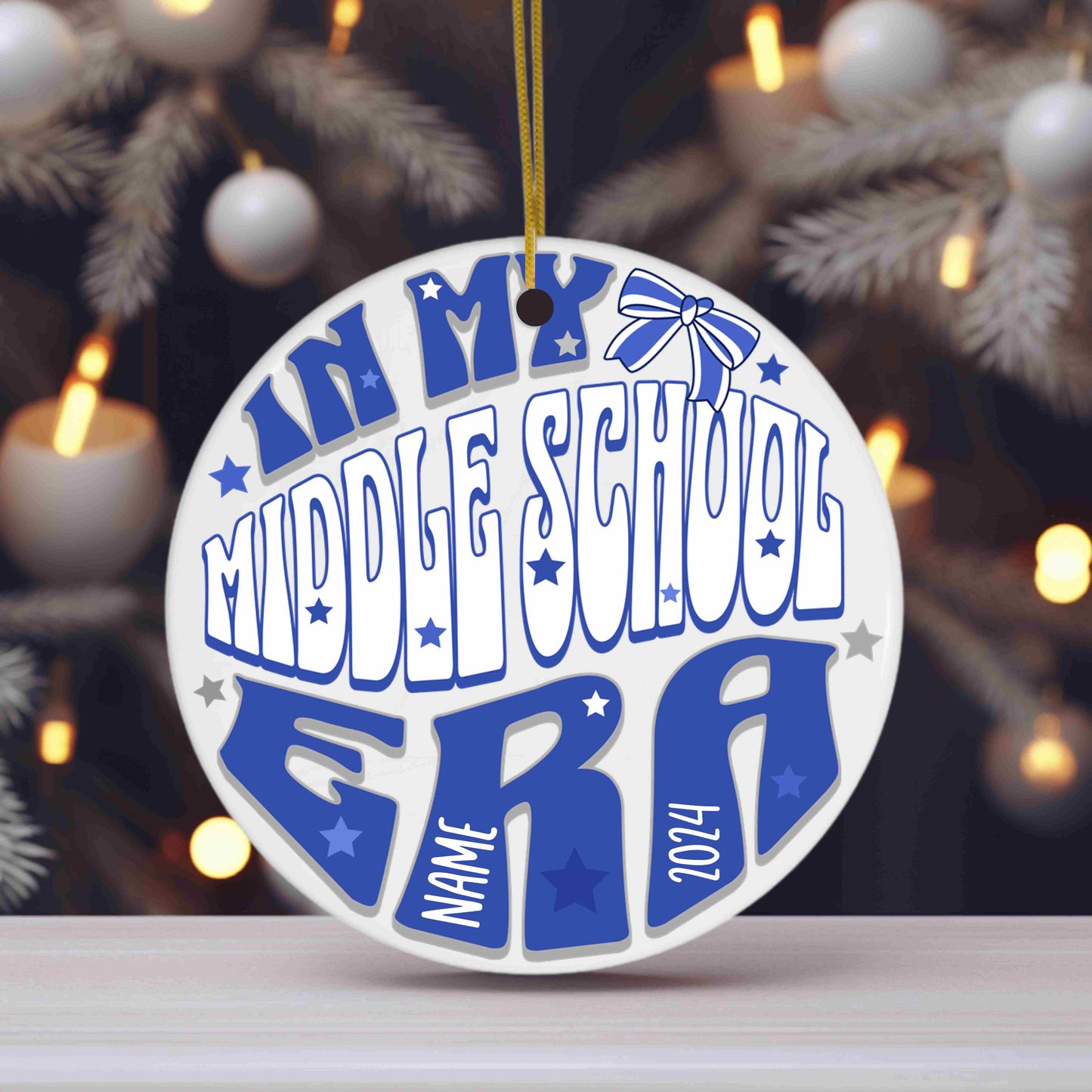 In My Middle School Era Ornament, Personalized Middle School Keepsake, Custom Name Year School Colors, Middle School Gift, Class of 2024