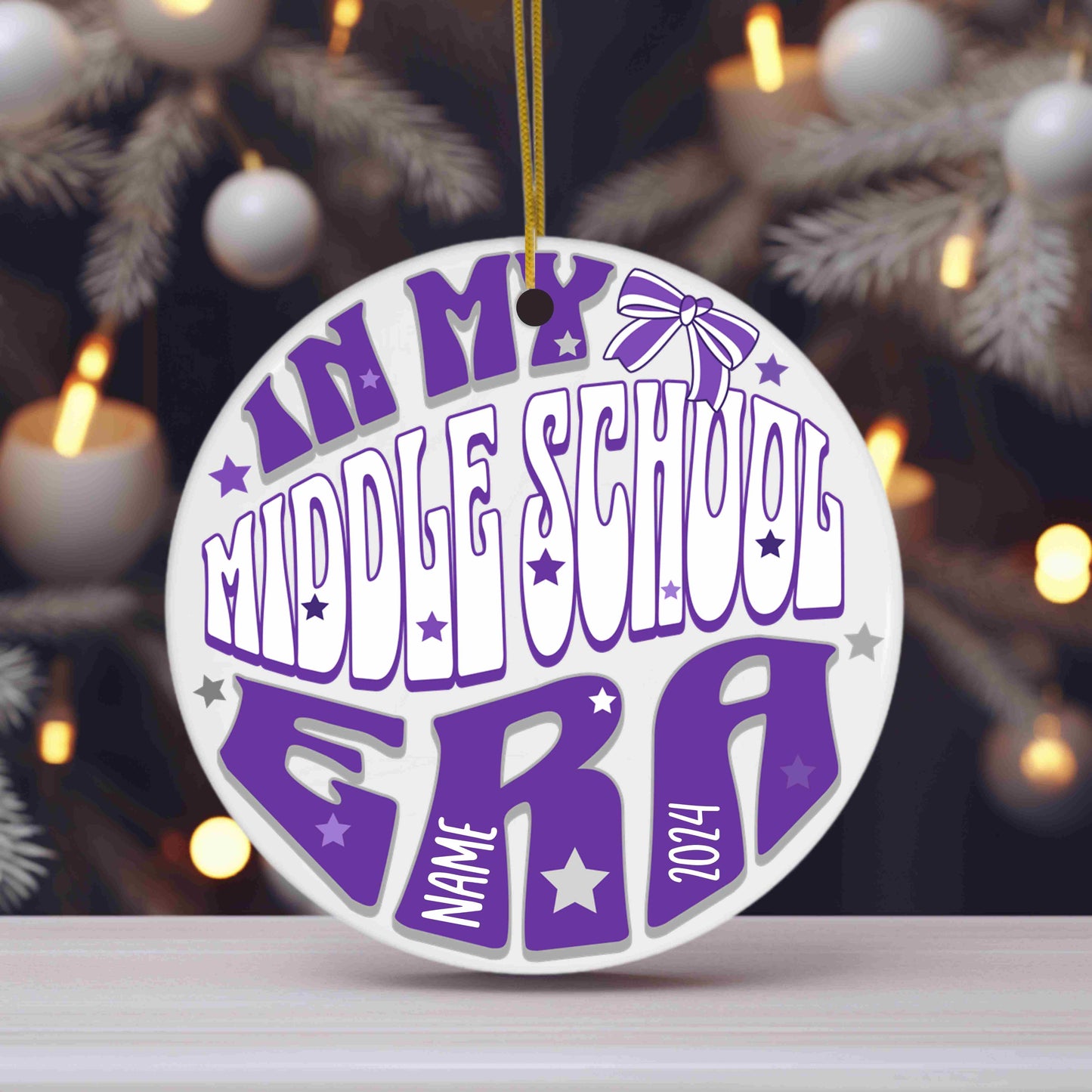 In My Middle School Era Ornament, Personalized Middle School Keepsake, Custom Name Year School Colors, Middle School Gift, Class of 2024